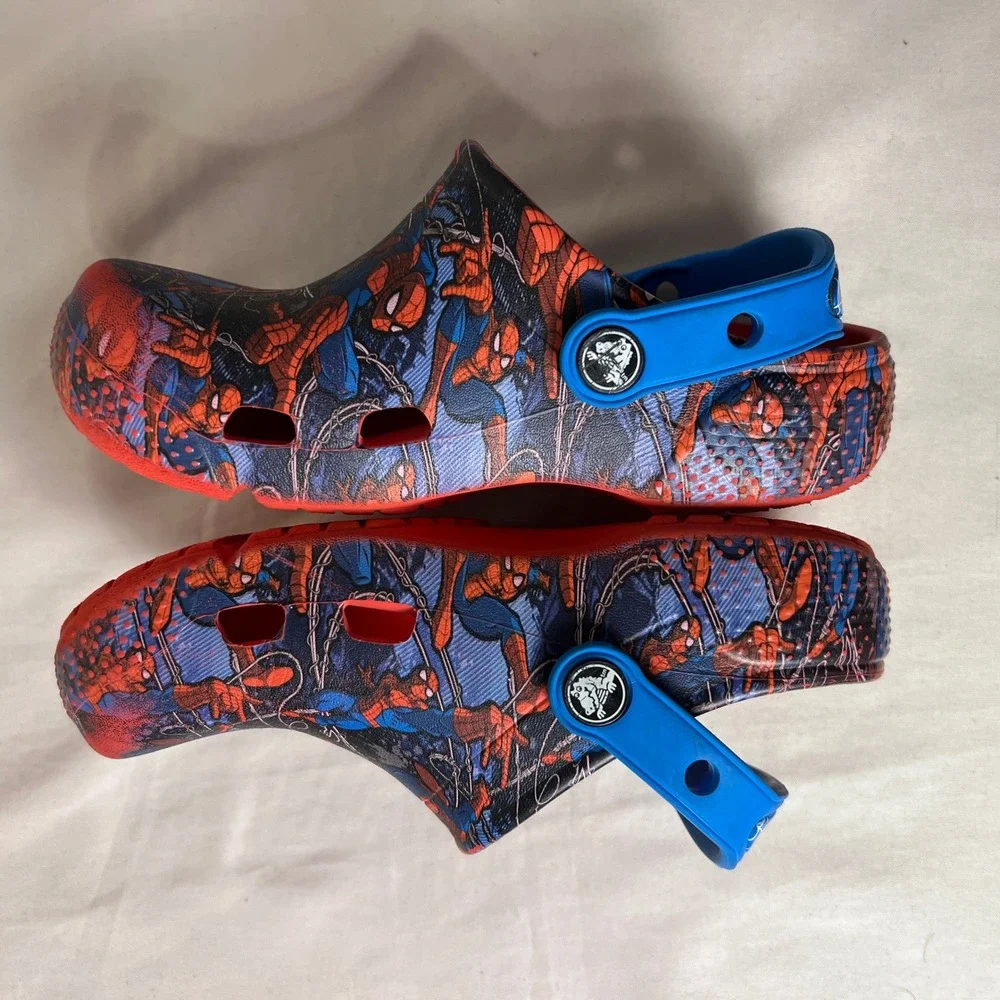 Crocs Kids Marvel Spider-Man Clogs Blue Red Graphic Print Size C12